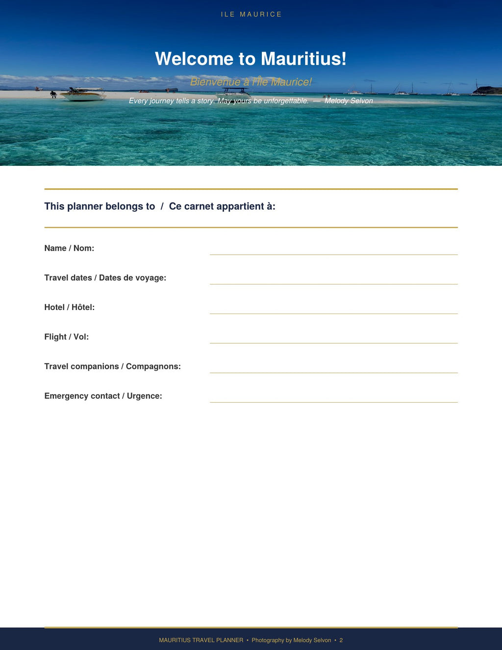 Mauritius 28-Day Travel Planner — Bilingual Edition (English & French)