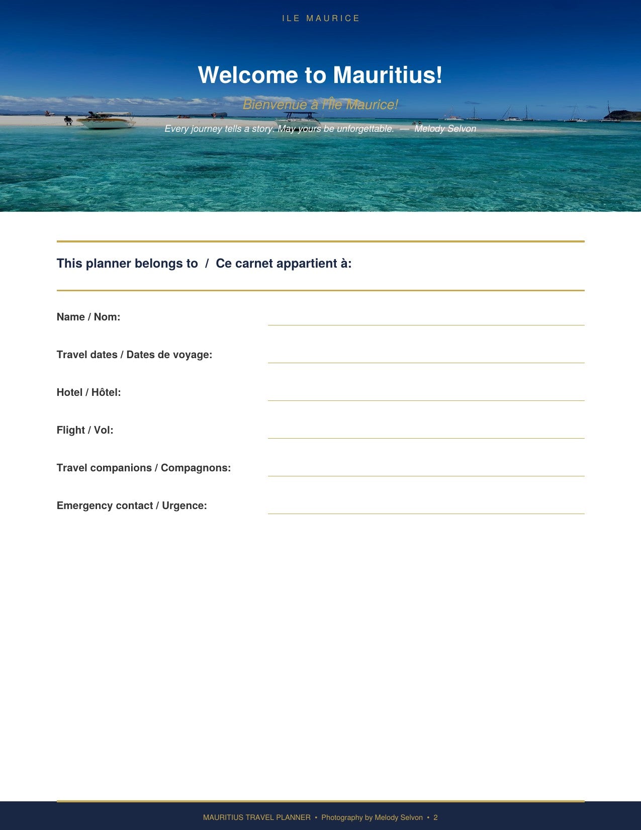 Mauritius 28-Day Travel Planner — Bilingual Edition (English & French)