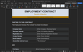 Employment contract template—parties to contract details table with field blanks