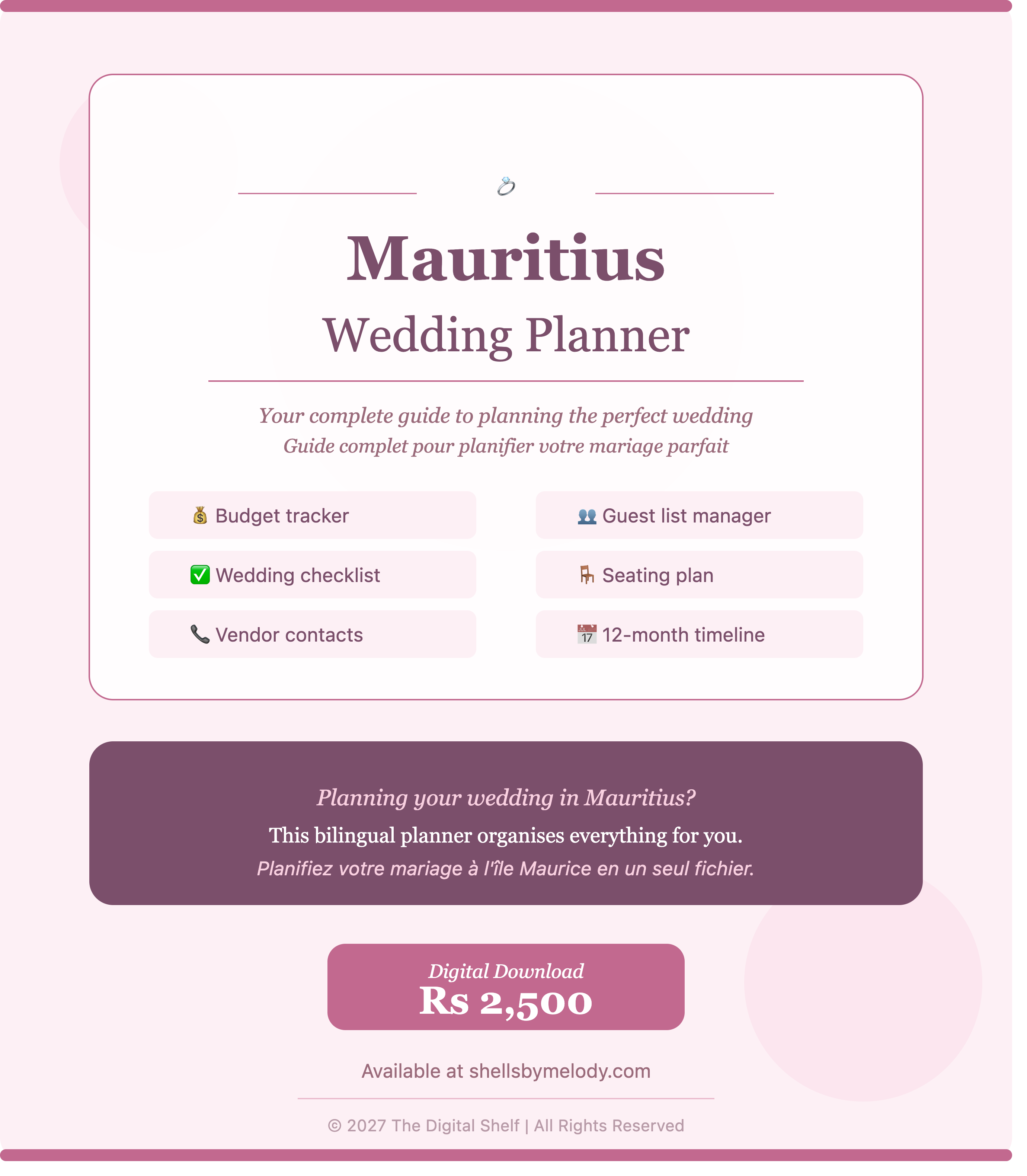 Modèle de planificateur de mariage — PDF numérique